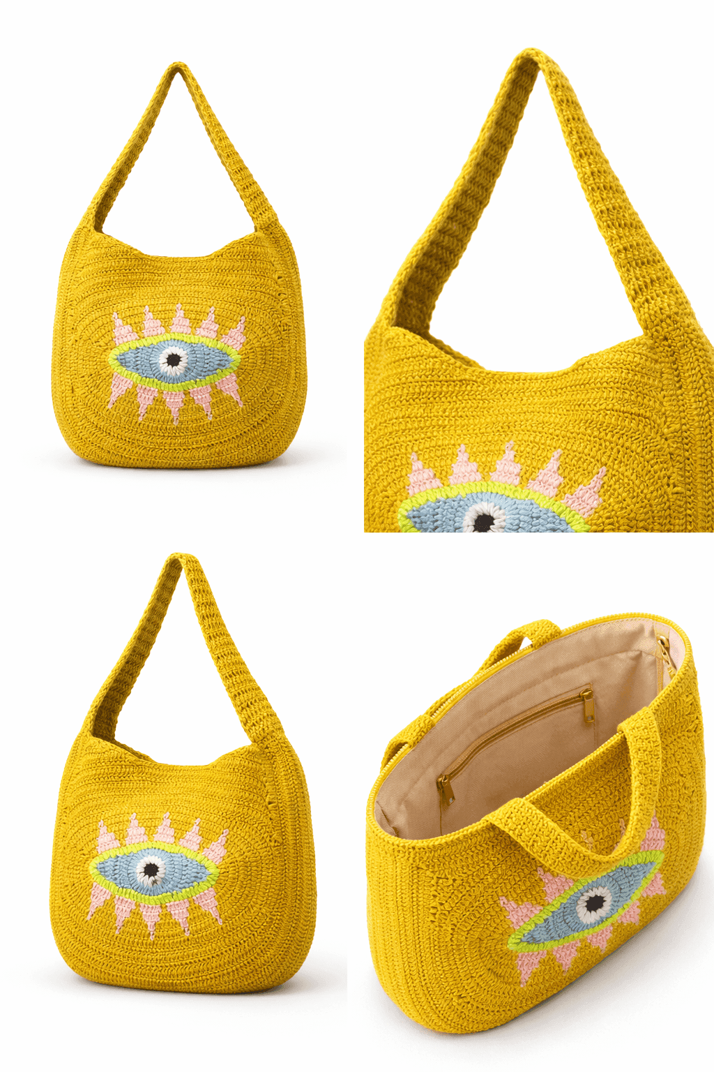 Golden Nazar Crochet Hobo