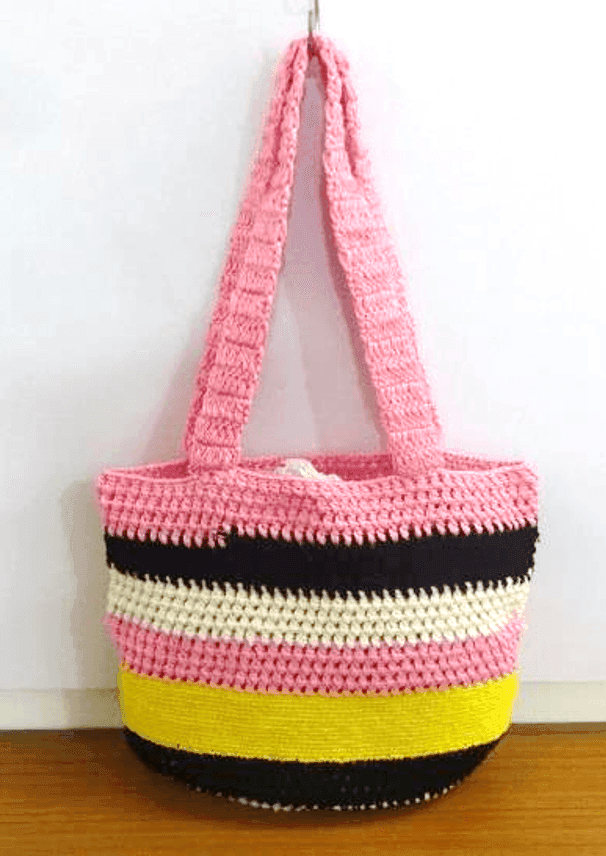 Candy Pop Stripe Crochet Tote