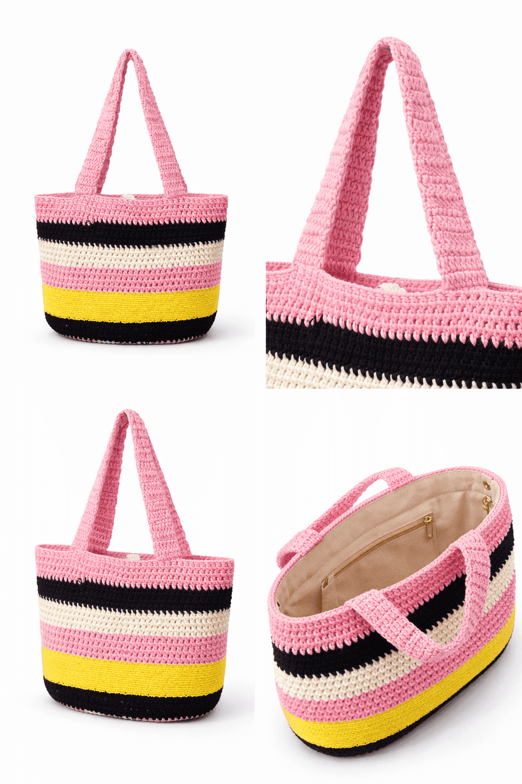 Candy Pop Stripe Crochet Tote