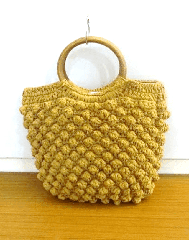Mustard Pebble Crochet Ring Bag