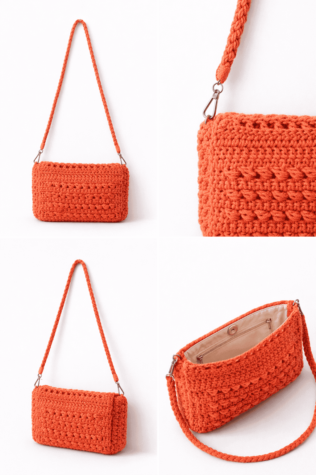 Coral Ember Crochet Crossbody