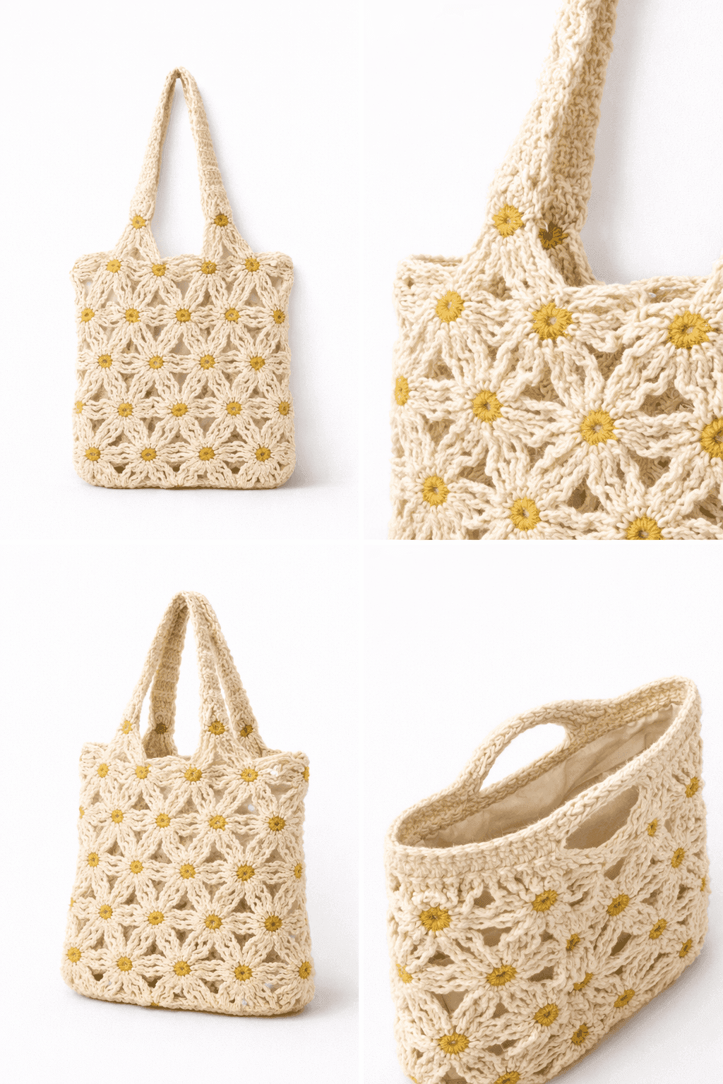 Daisy Meadow Crochet Tote