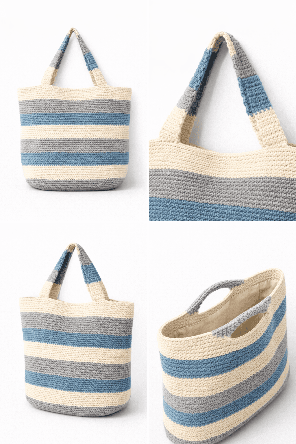 Ocean Breeze Stripe Crochet Tote