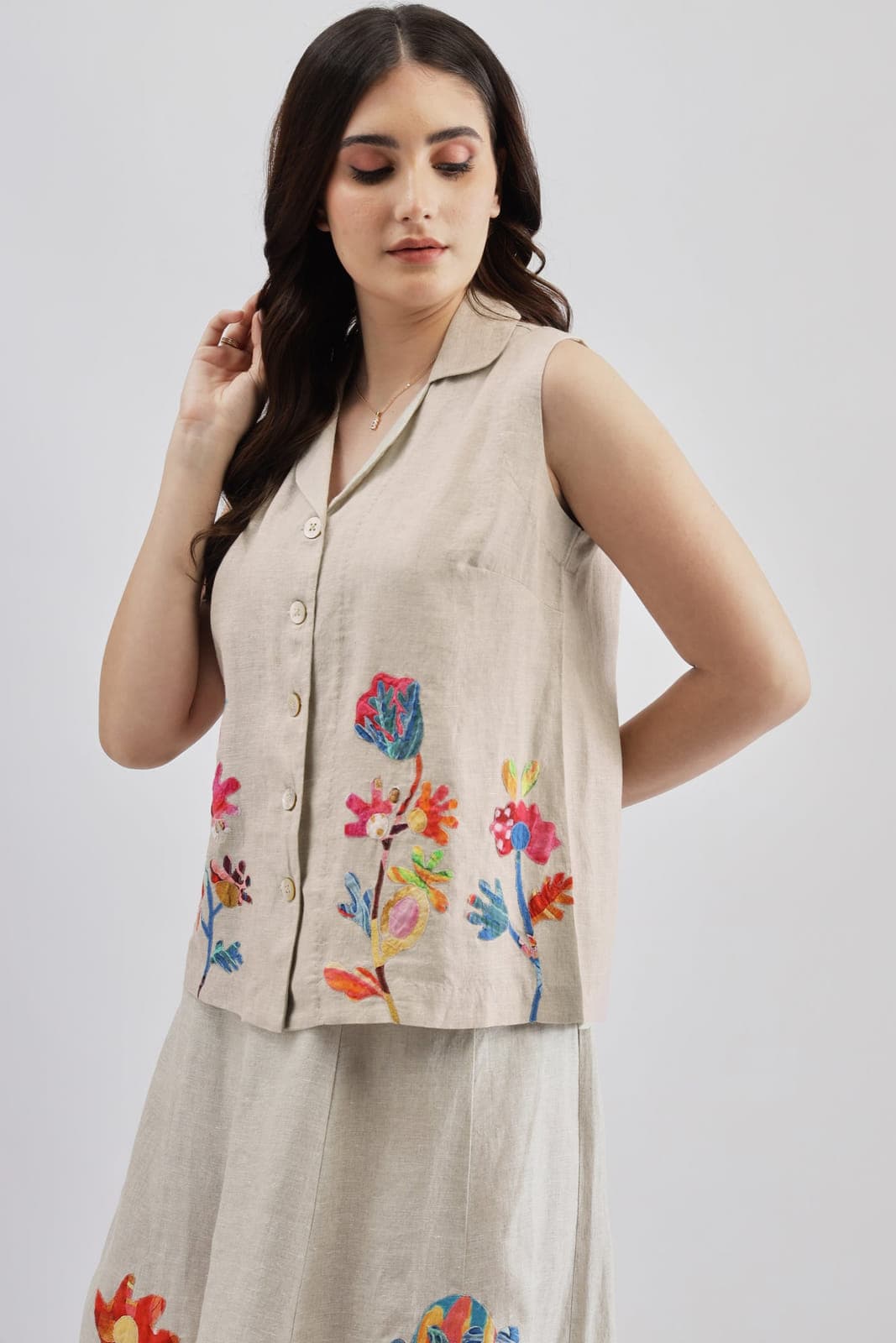 Beige Sleeveless Top