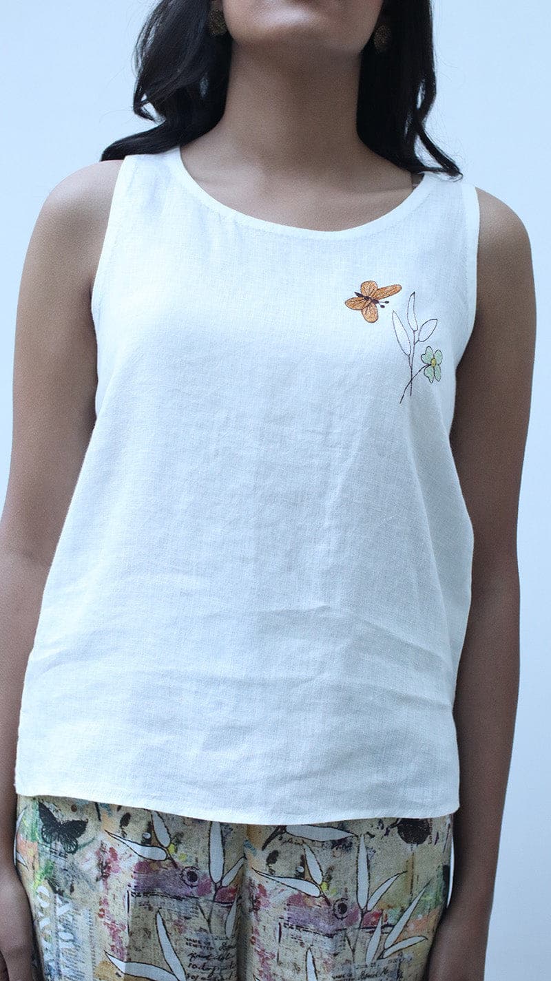 Ivory Embroidered Lounge Top