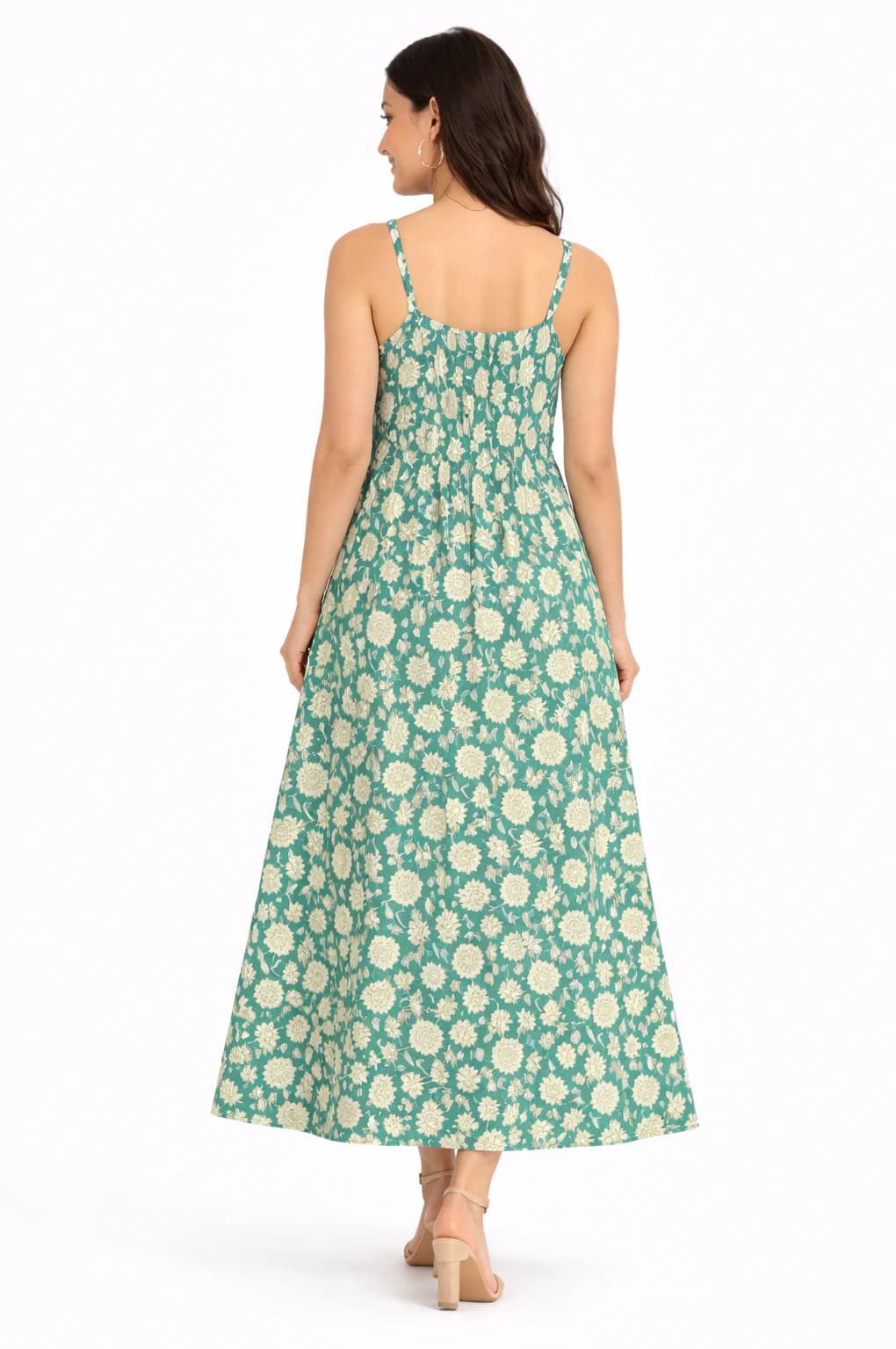 Emerald Meadow Cotton Maxi Dress