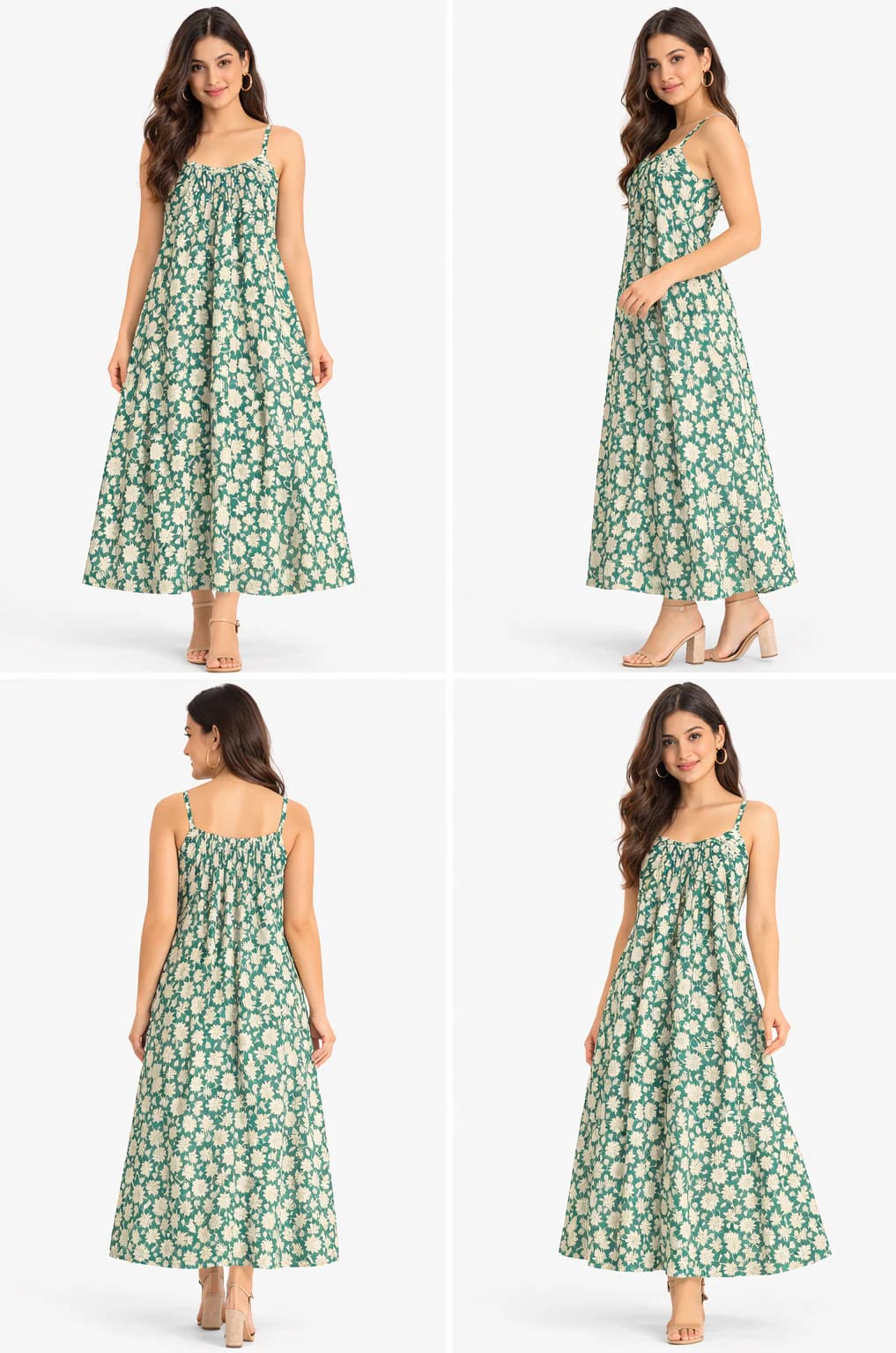 Emerald Meadow Cotton Maxi Dress