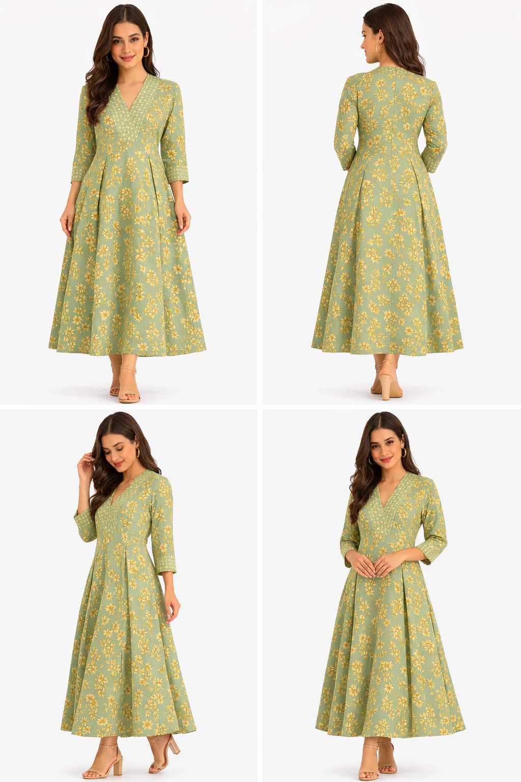Sage Garden Cotton Midi Dress
