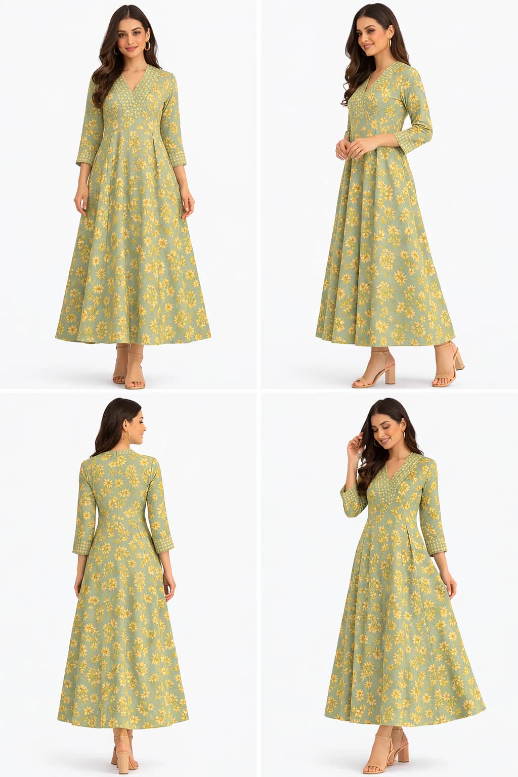 Sage Garden Cotton Midi Dress