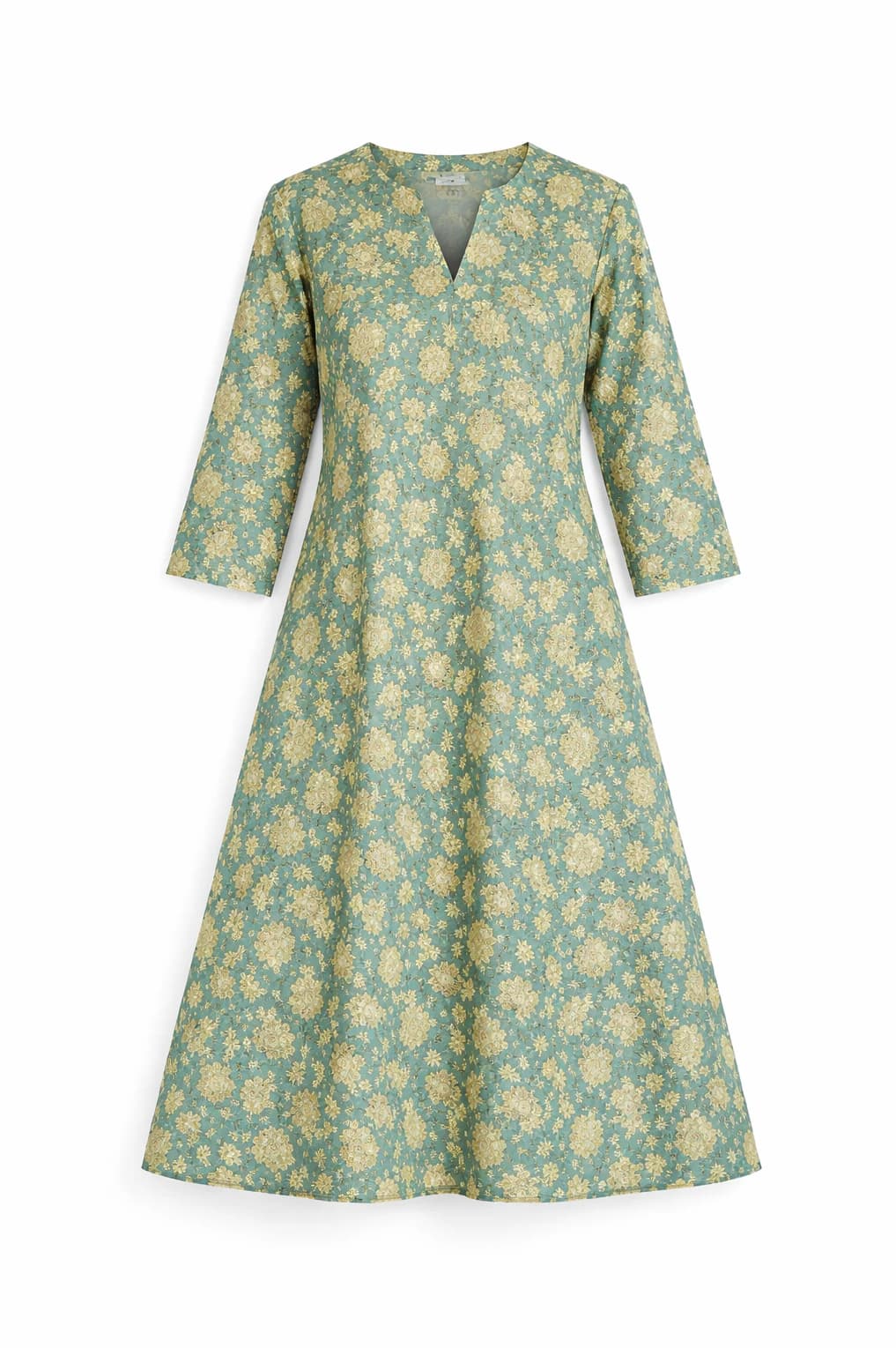 Sage Blossom Cotton Midi Dress