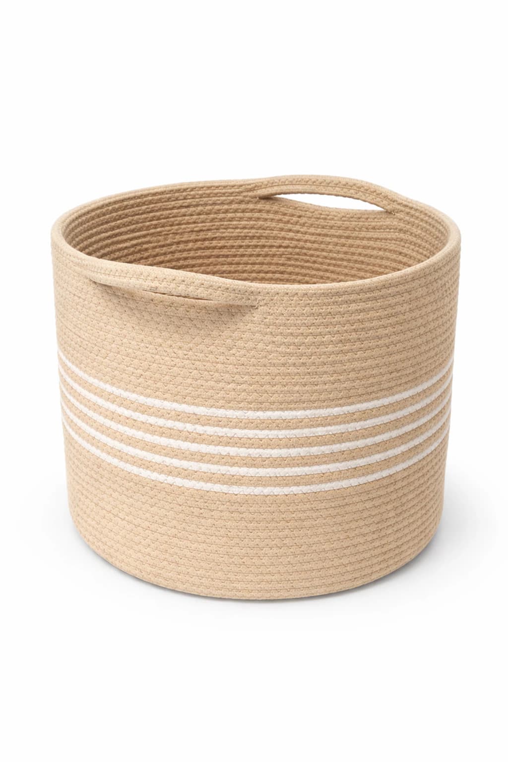 Natural Stripe Cotton Laundry Basket