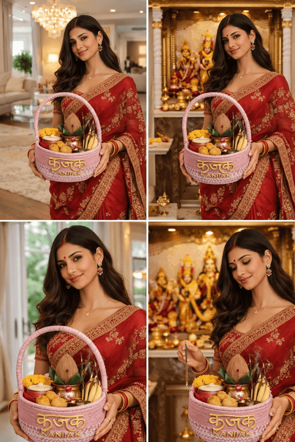 Kanjak Puja Basket – Soft Pink Cotton Weave