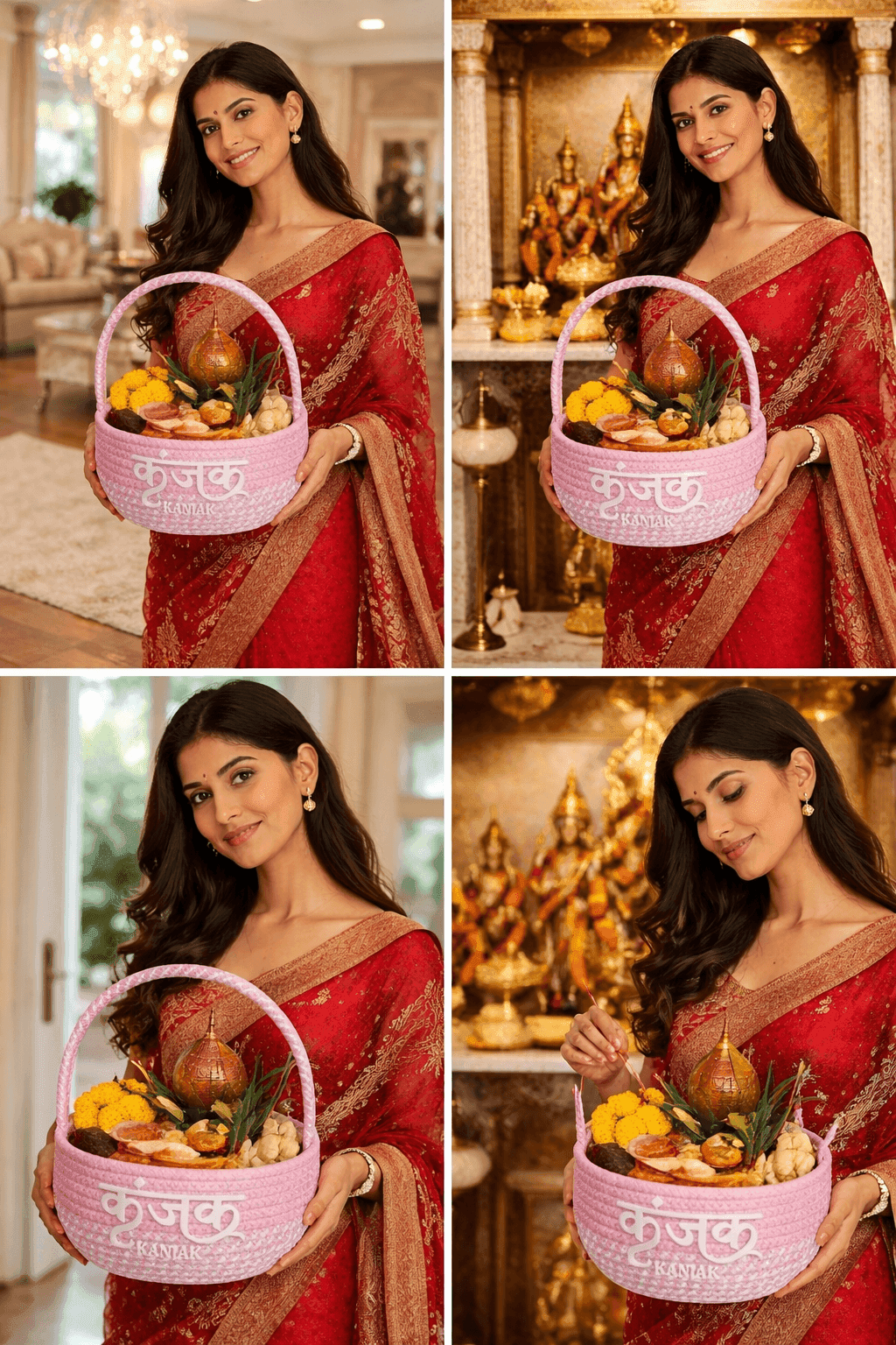 Kanjak Puja Basket – Soft Pink Cotton Weave