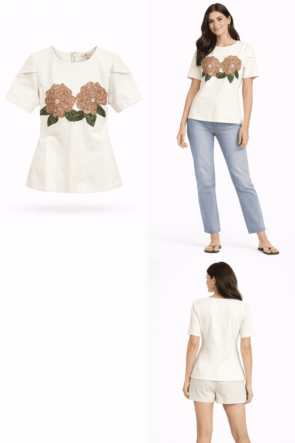 Ivory Bloom Embellished Top