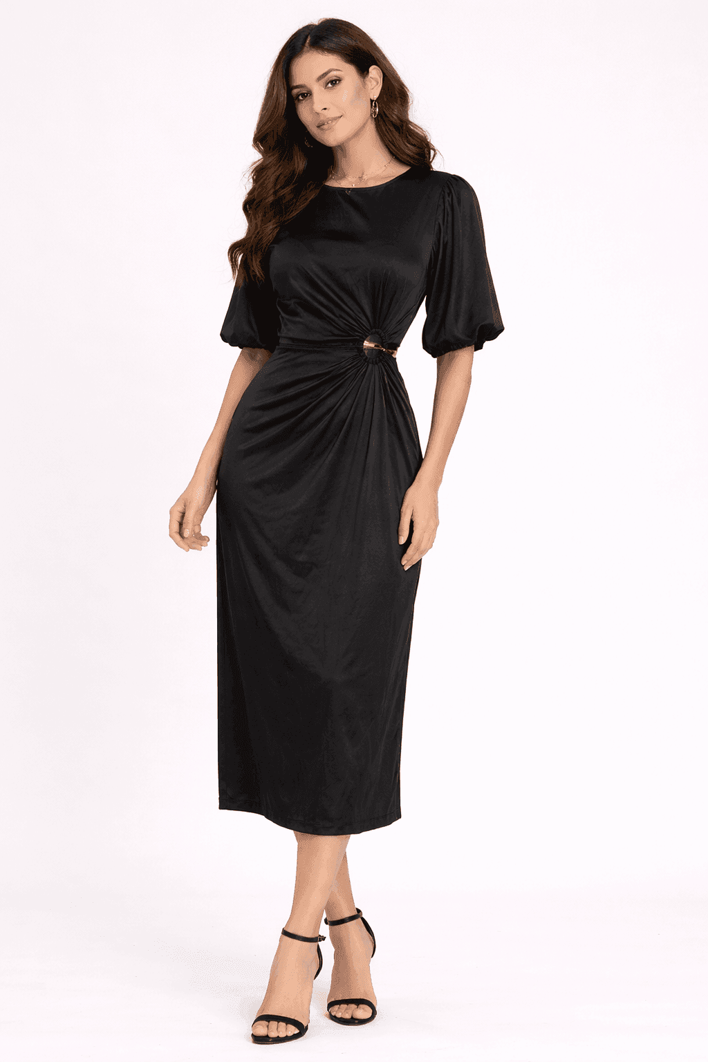 Midnight Luxe Ring Detail Midi Dress