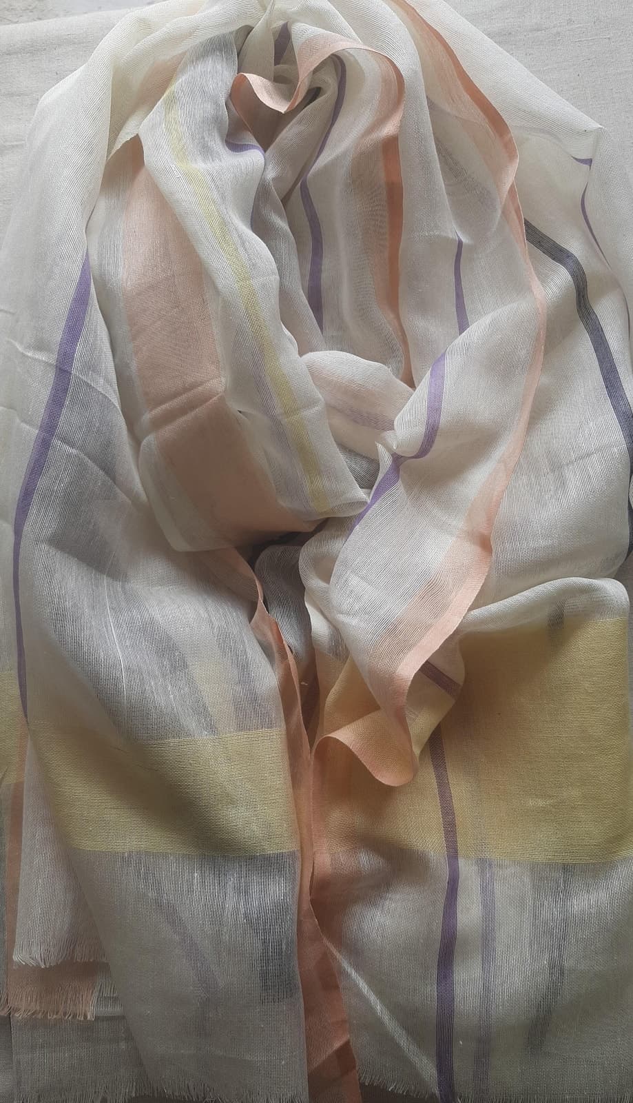 Pastel Stripe Silk-Cotton Scarf