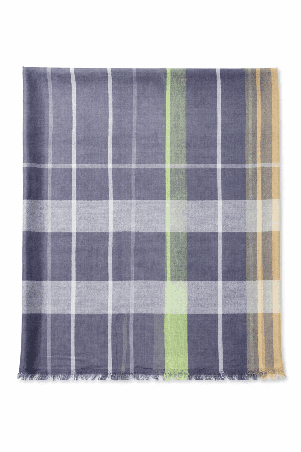 Indigo Stripe Silk-Cotton Scarf