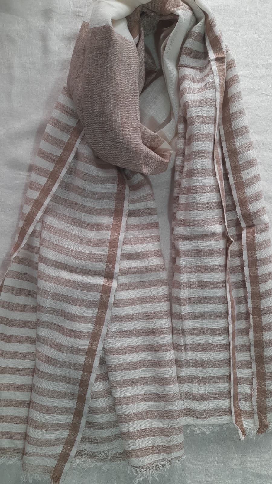 Desert Sand Stripe Cotton-Linen Scarf