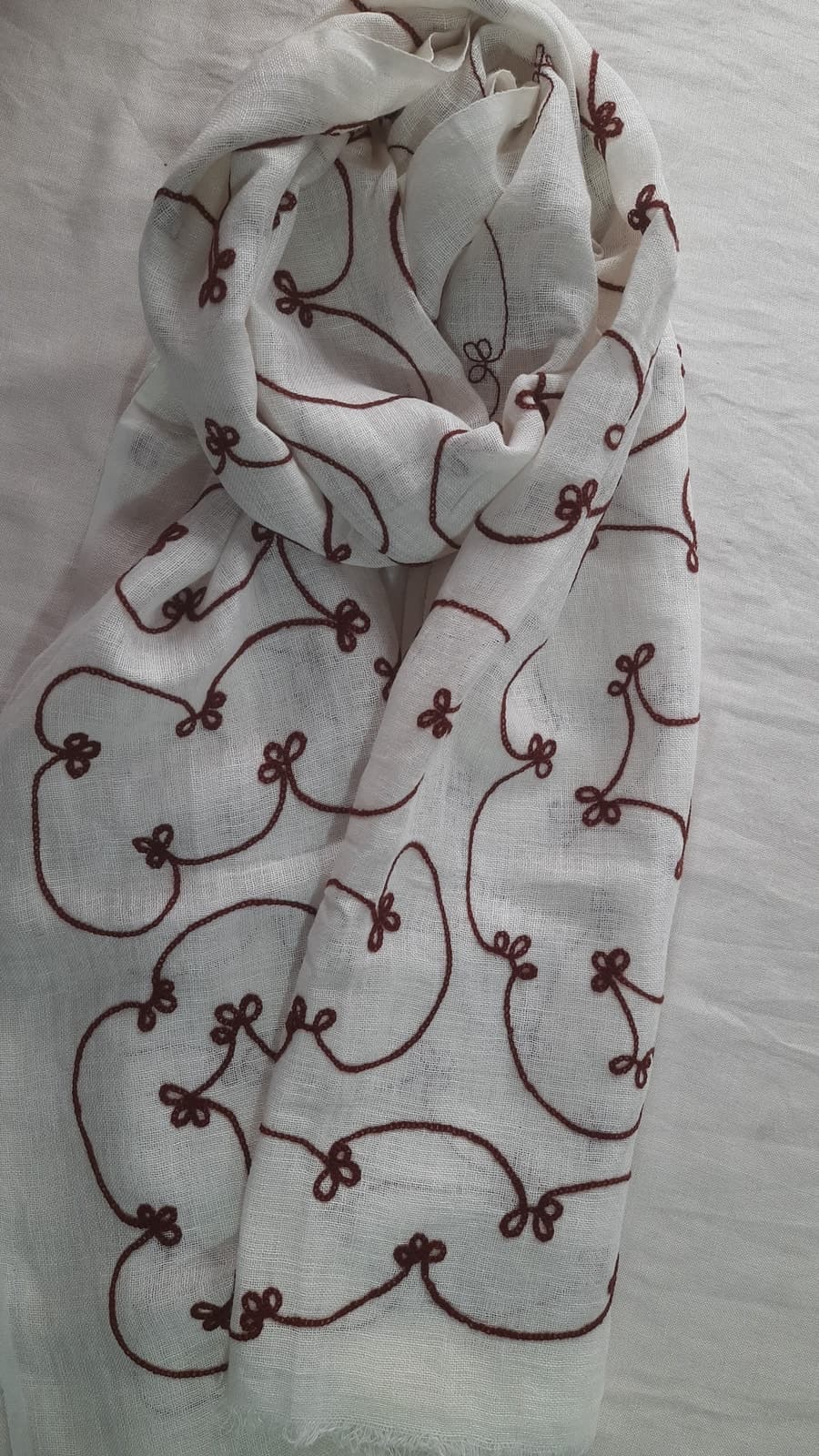 Soft Ivory with Black Thread Embroidery