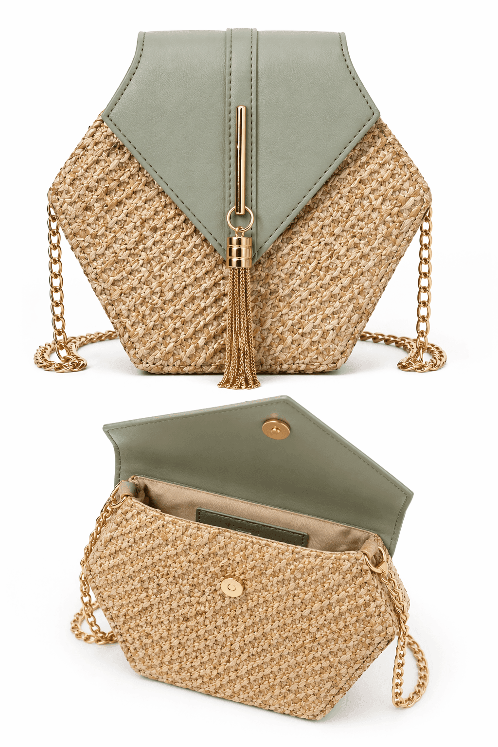 Sage Luxe Raffia Sling
