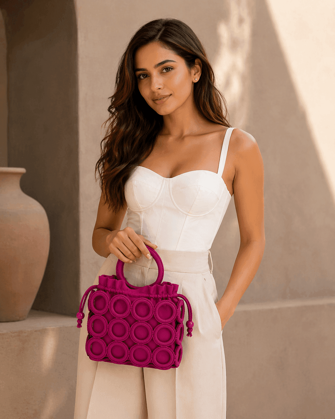 Fuchsia Halo Statement Bag