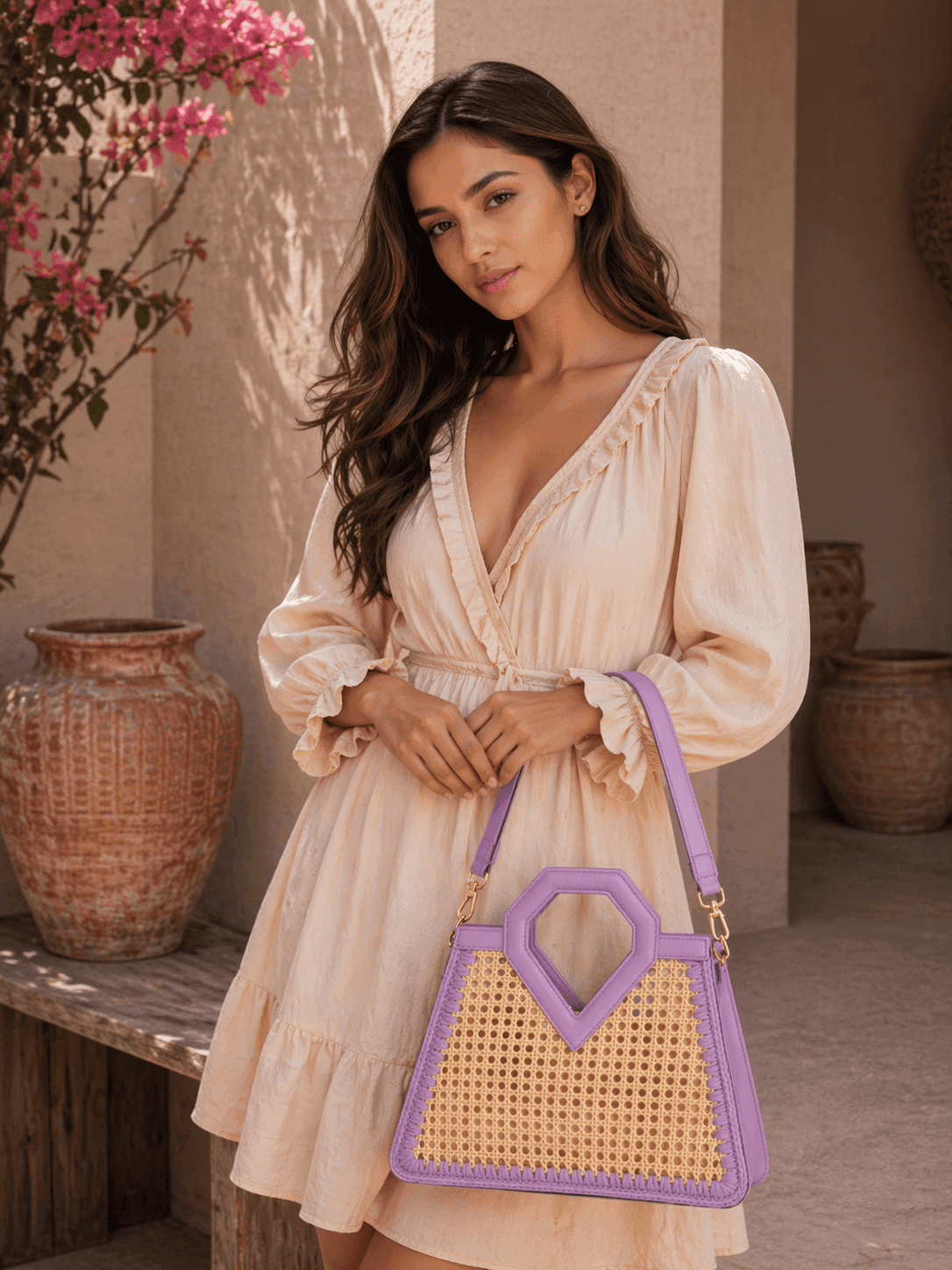 Lavender Geo Cane Satchel