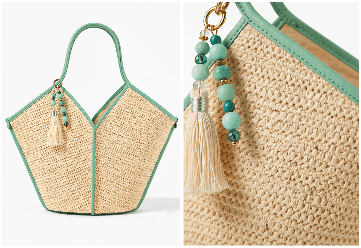 Mint Palm Raffia Tote