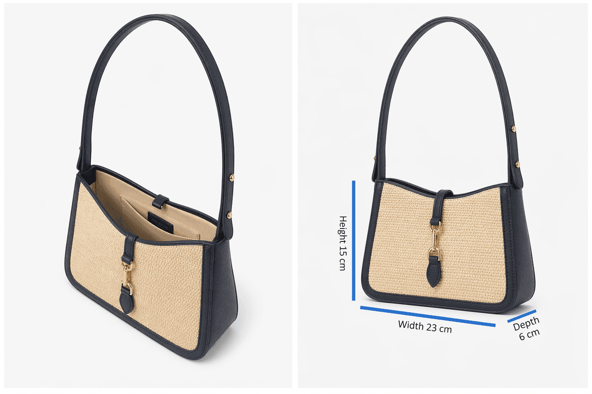 Midnight Raffia Shoulder Bag