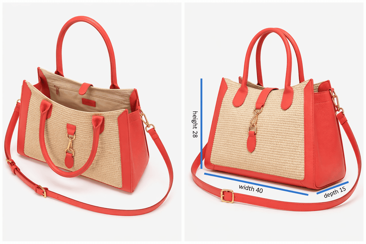 Coral Grande Raffia Tote