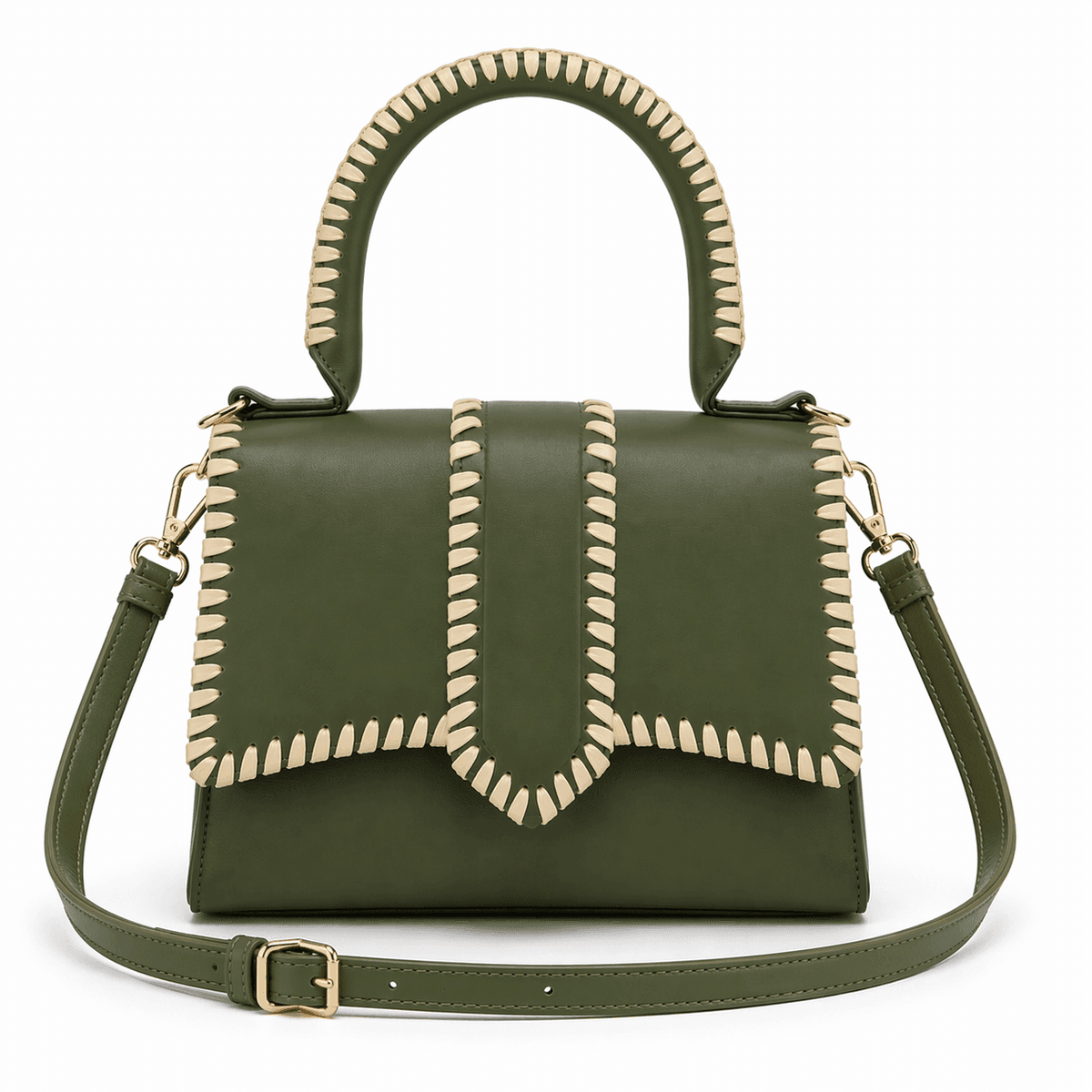 Burnt Orange Whipstitch Satchel