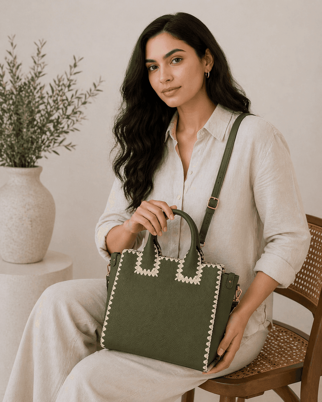 Olive Heritage Whipstitch Tote