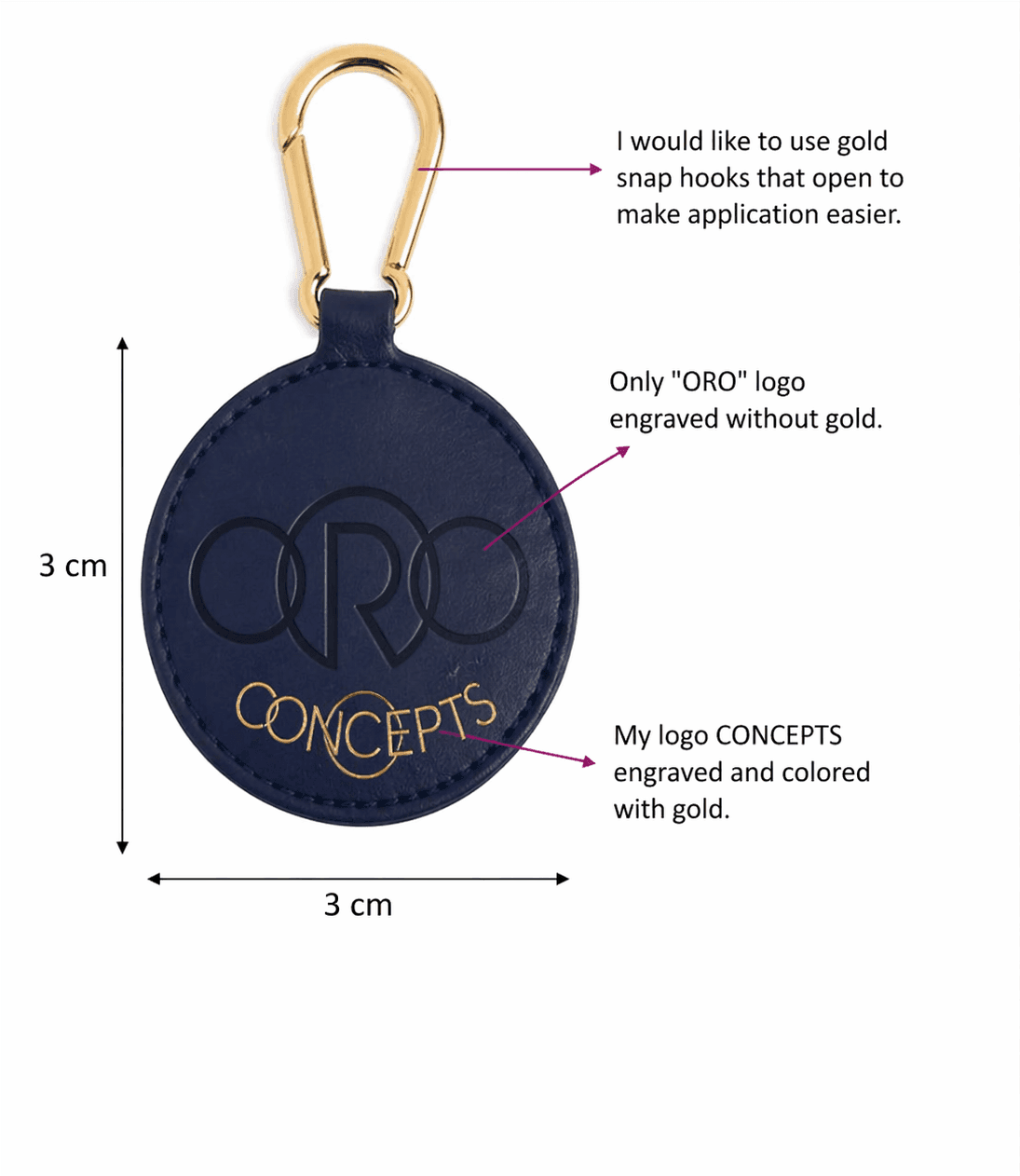 Leather Round Keychain 3cm