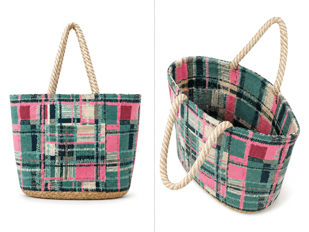 Patch Plaid Eco Tote