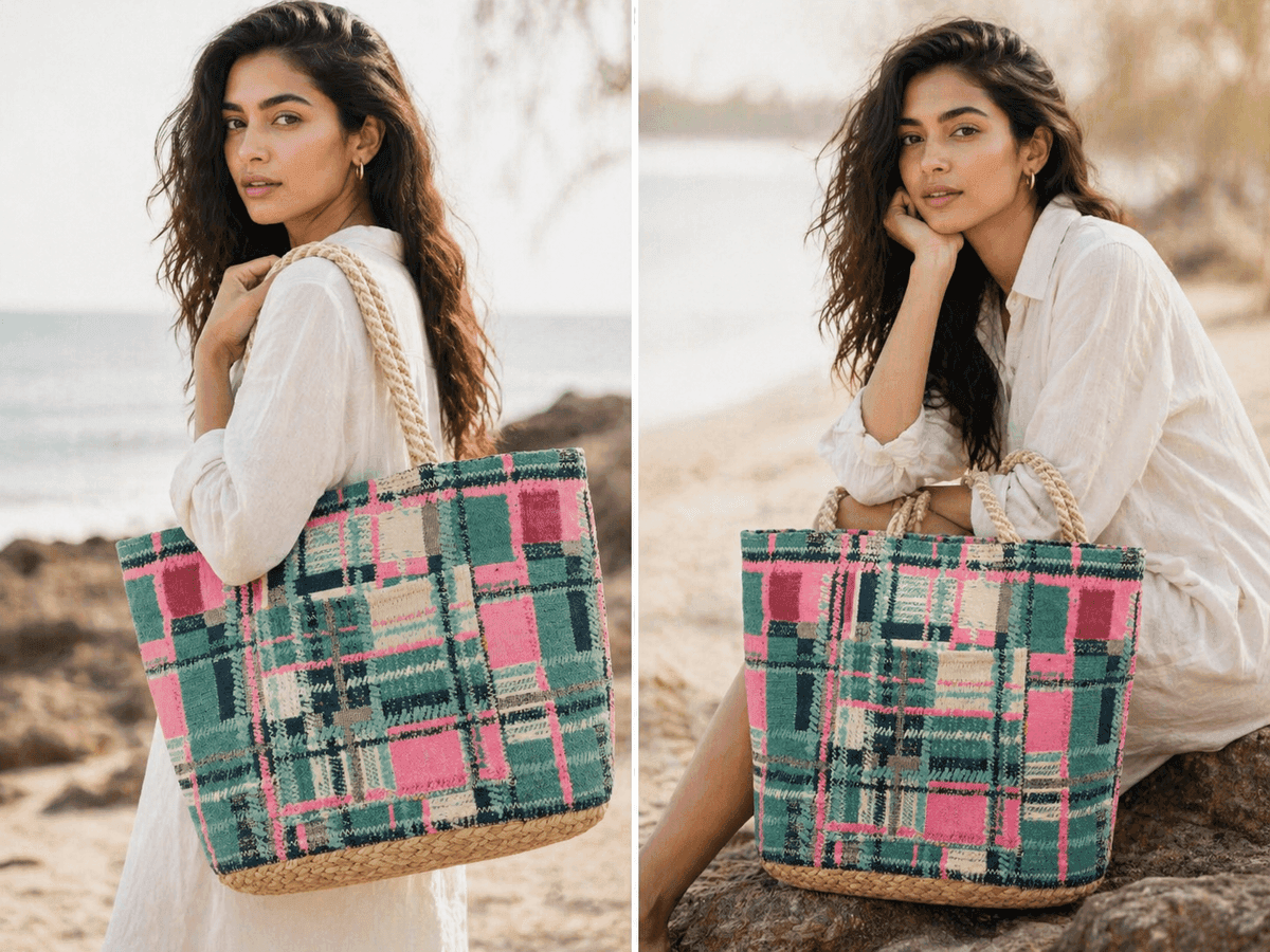 Patch Plaid Eco Tote
