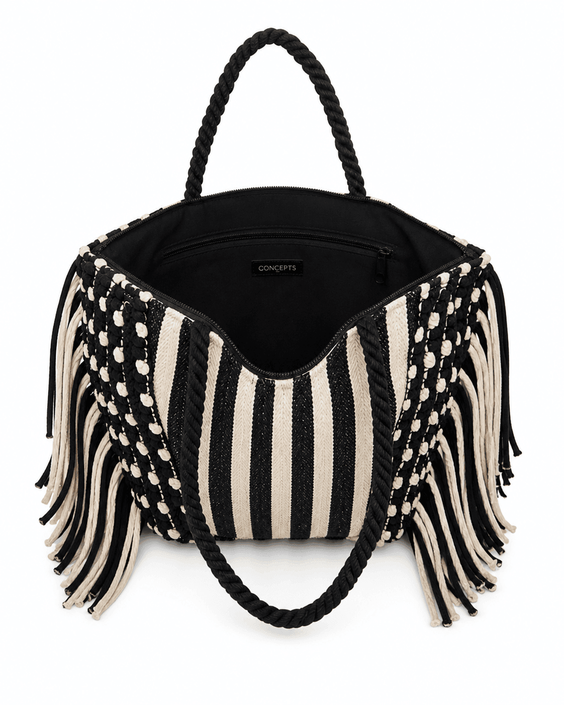 Noir Fringe Handwoven Tote