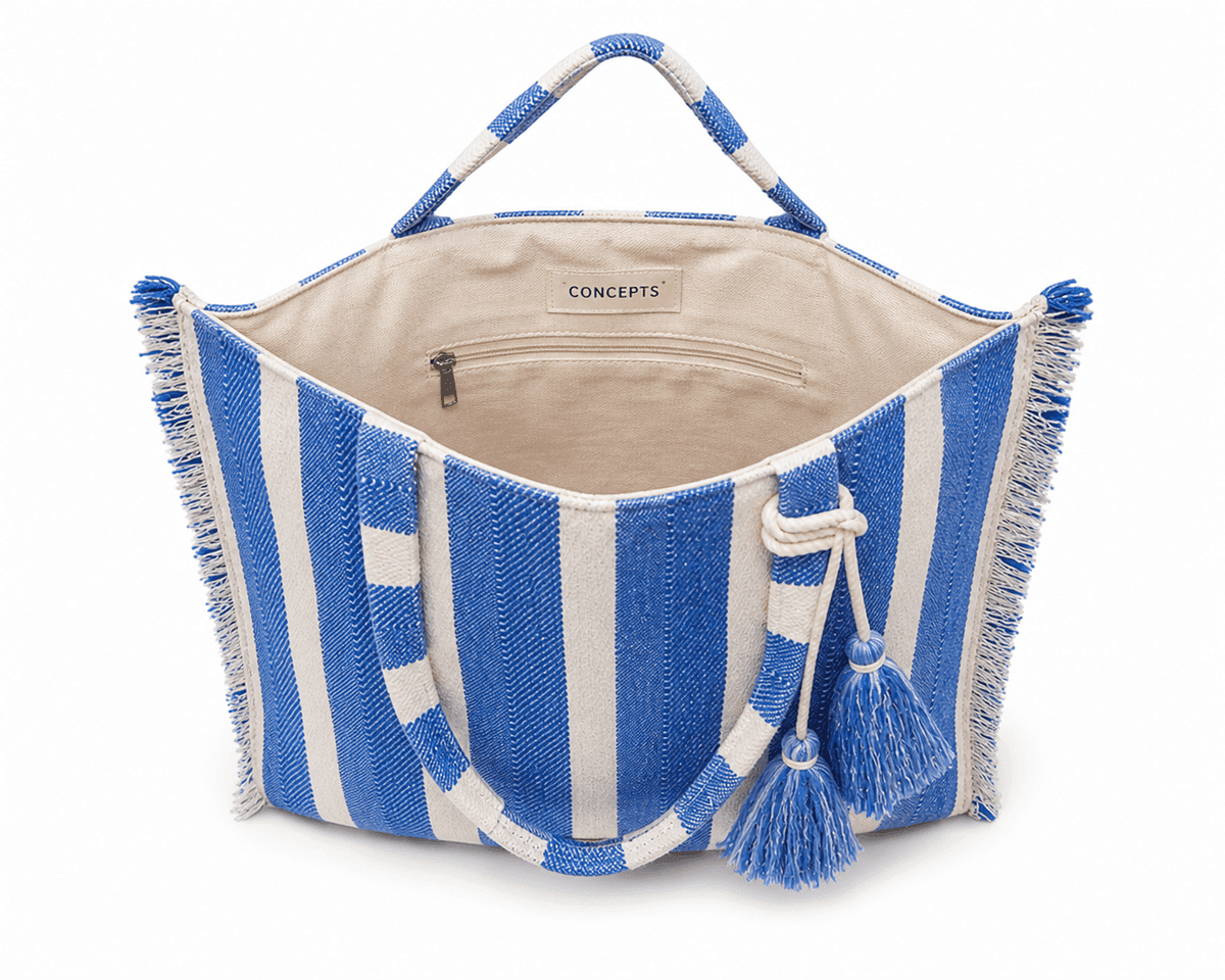 Azure Fringe Handwoven Tote