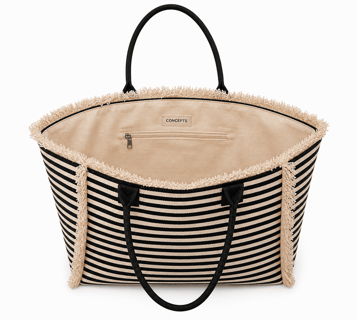 Noir Fringe Stripe Tote