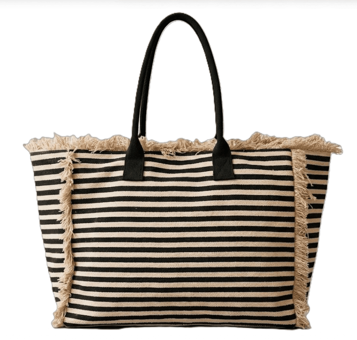 Noir Fringe Stripe Tote