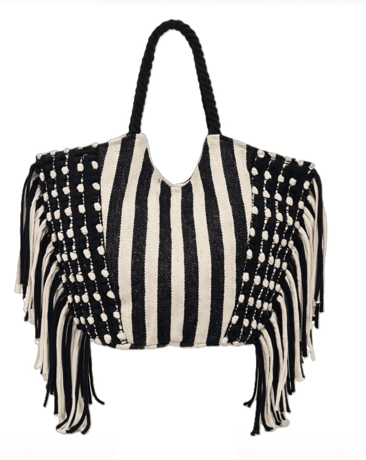 Noir Fringe Handwoven Tote