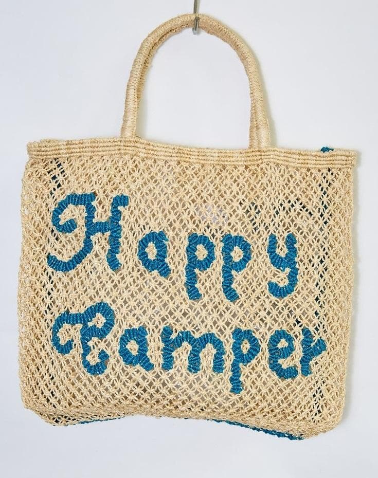 Happy Camper Handwoven Jute Tote
