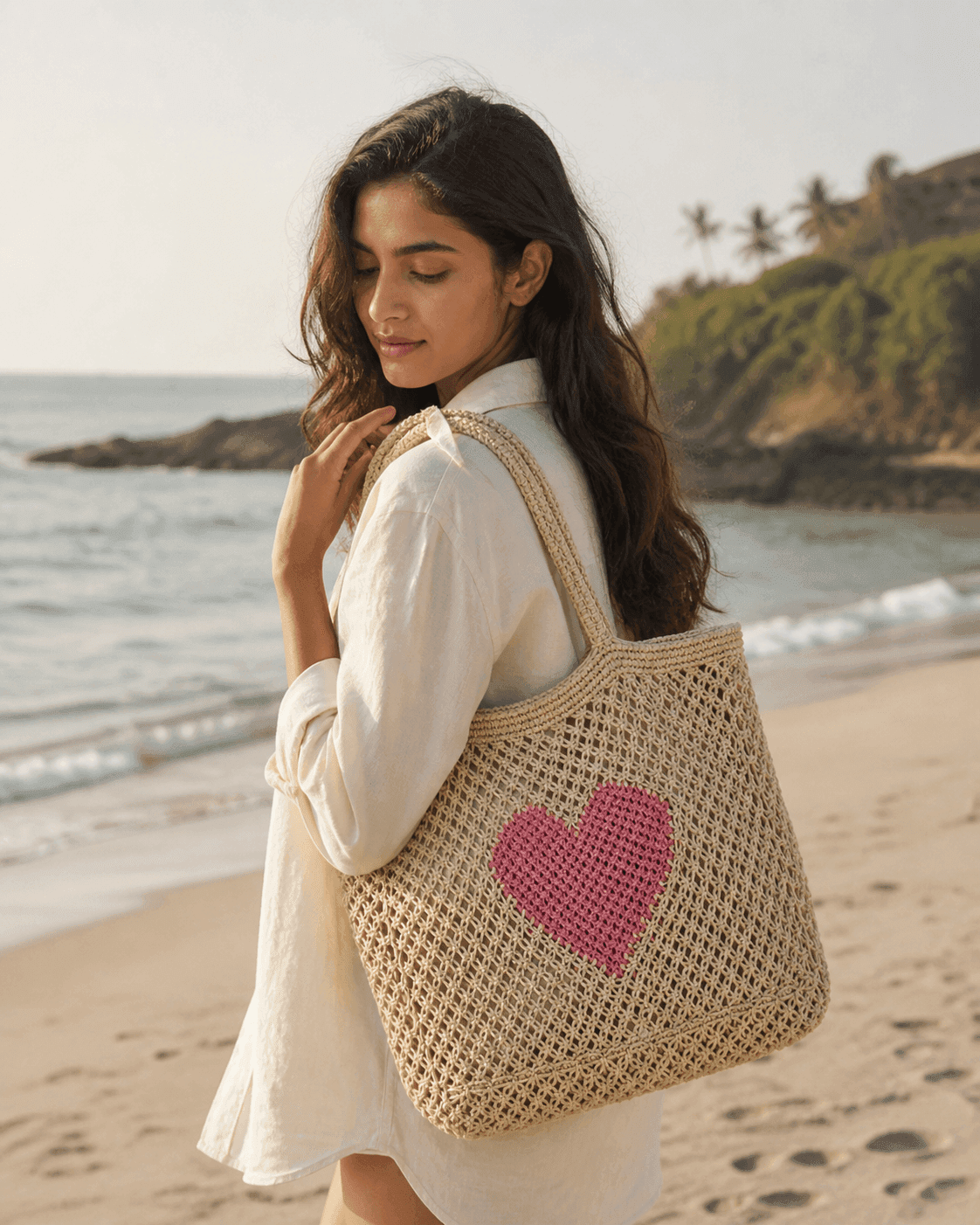 Anaya Heart Jute Tote