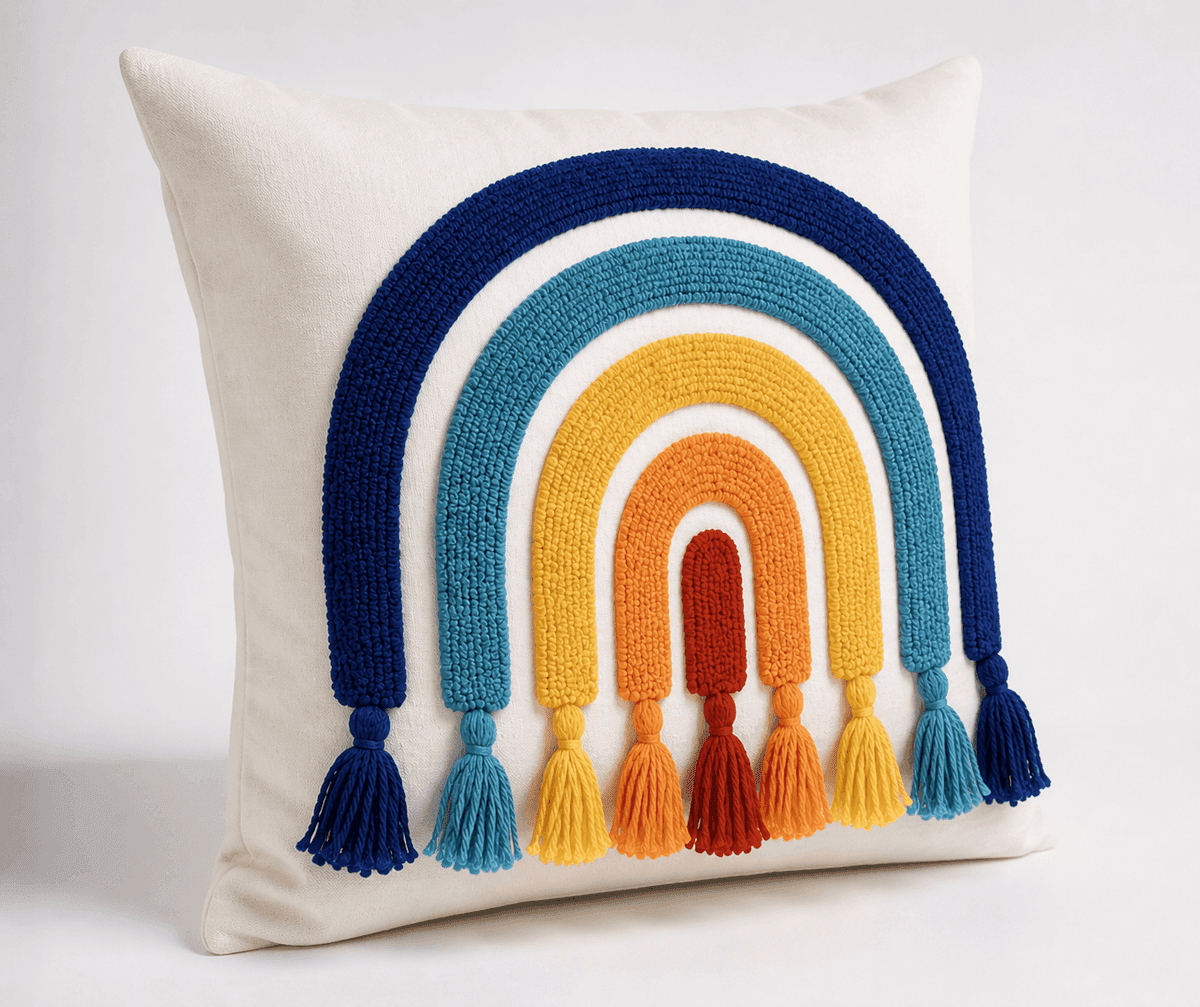 Rainbow Arc Tassel Cushion Cover