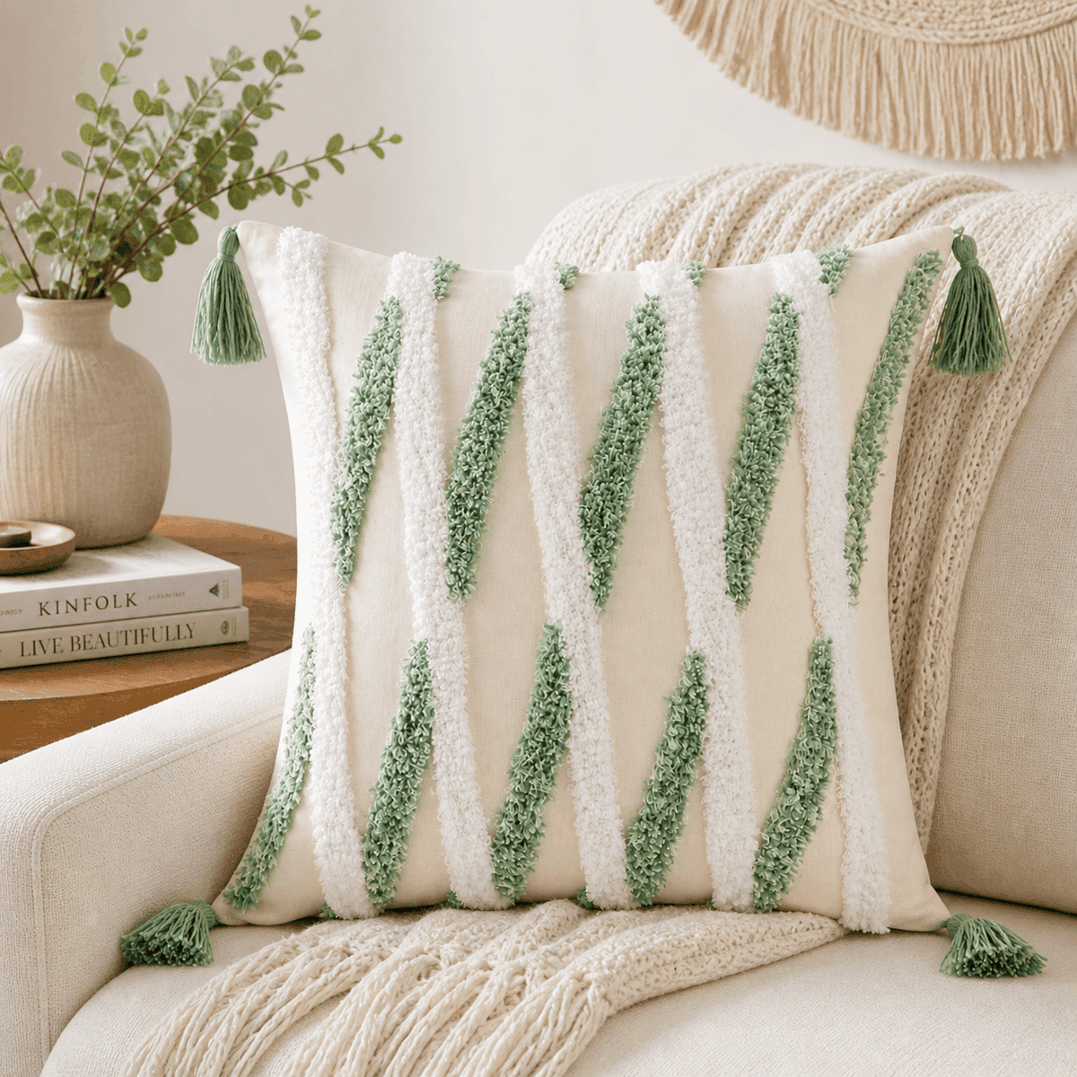 Mint Wave Textured Cushion Cover