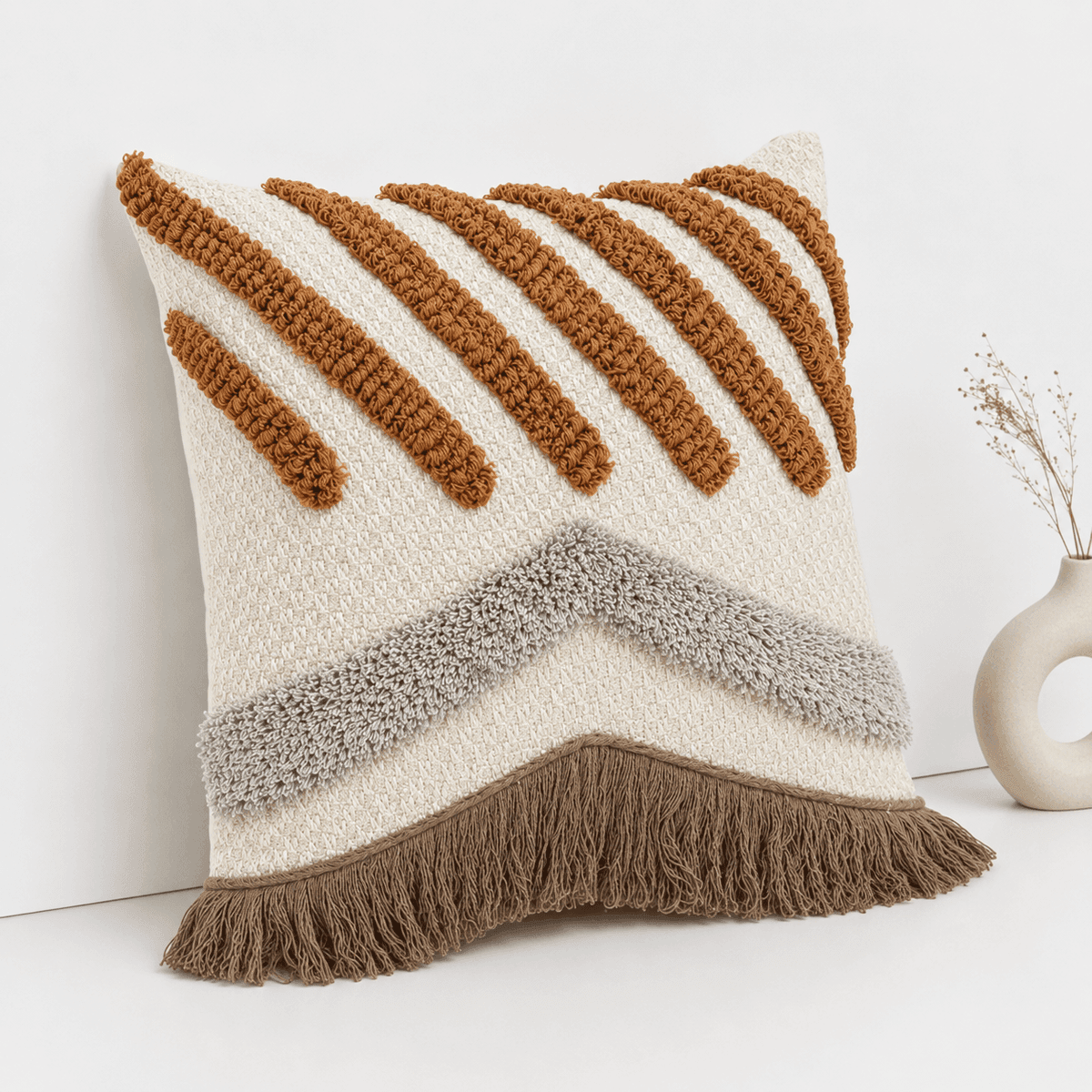 Terra Wave Fringe Cushion Cover
