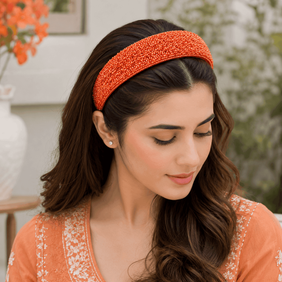 Sunset Ember Beaded Headband