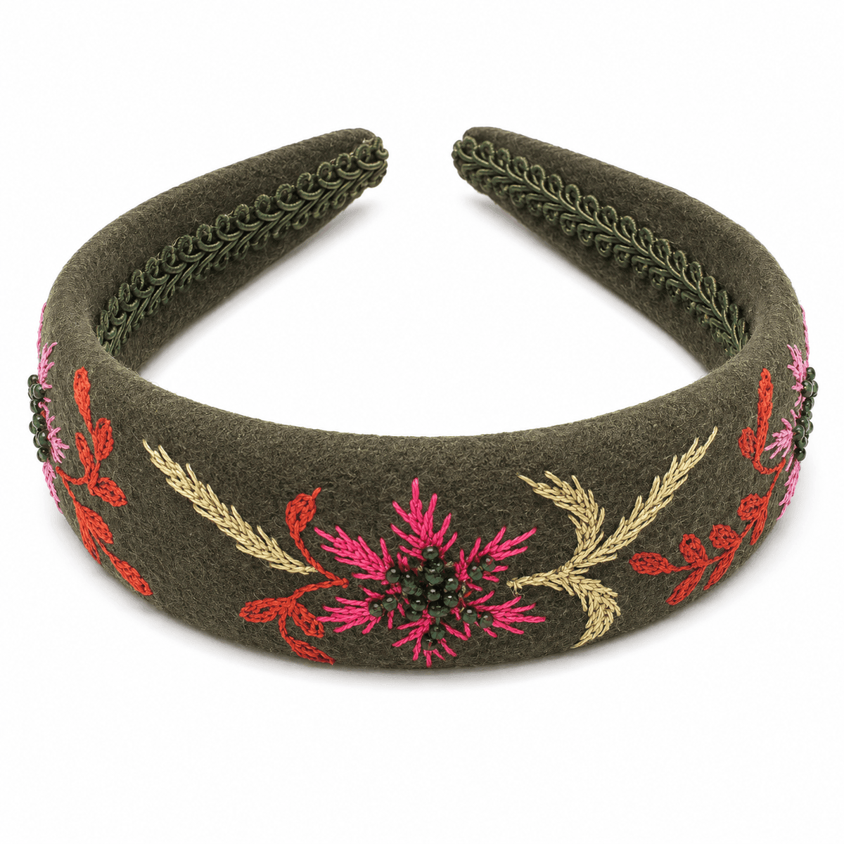 Crimson Meadow Embroidered Headband