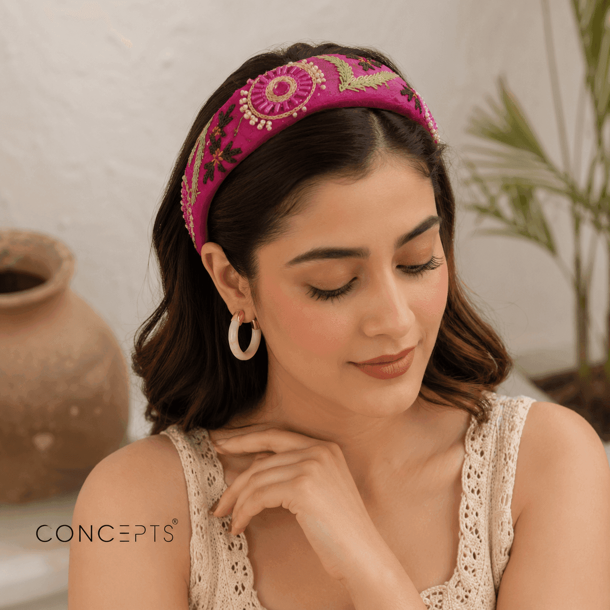 Fuchsia Bloom Embellished Headband