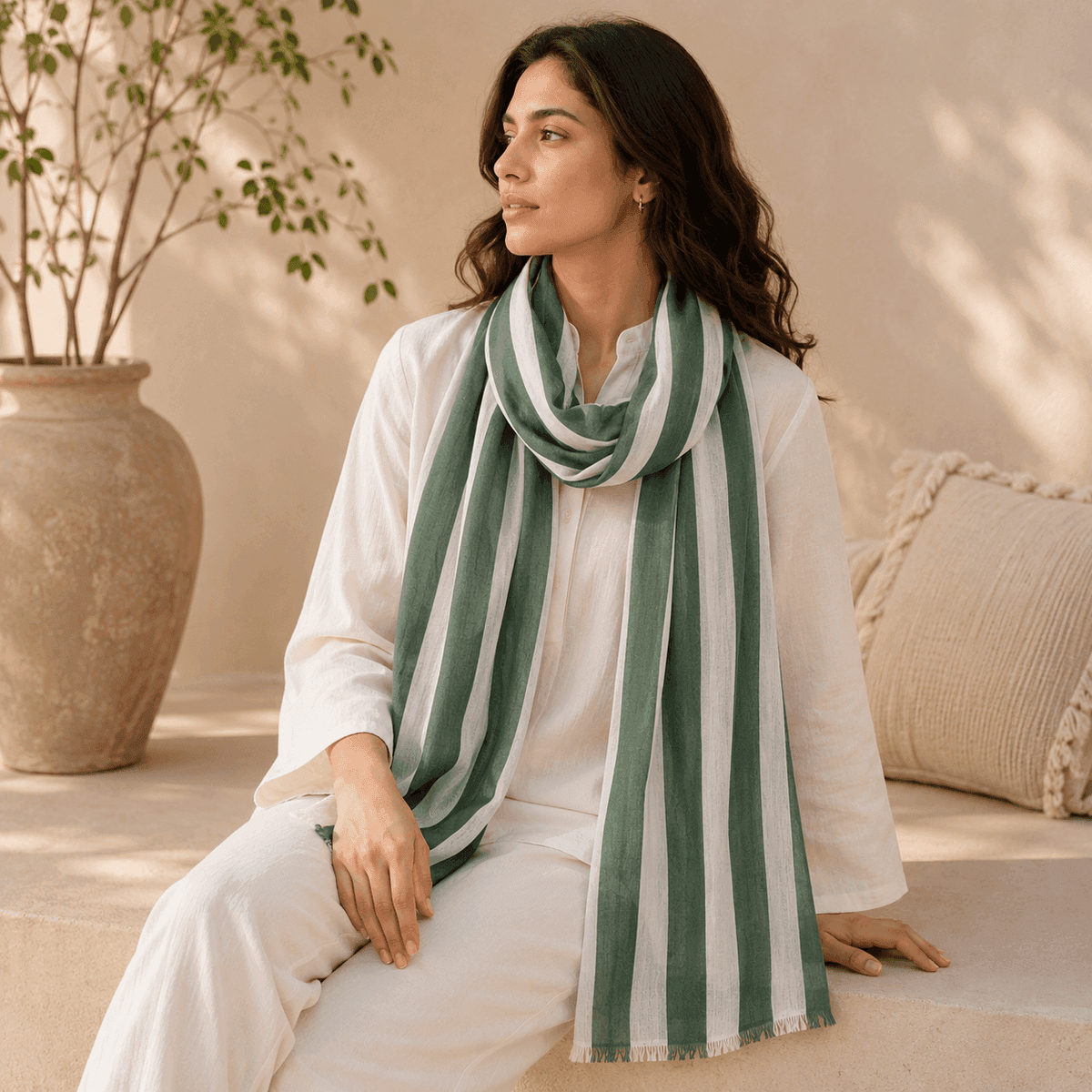 Forest Breeze Linen Scarf