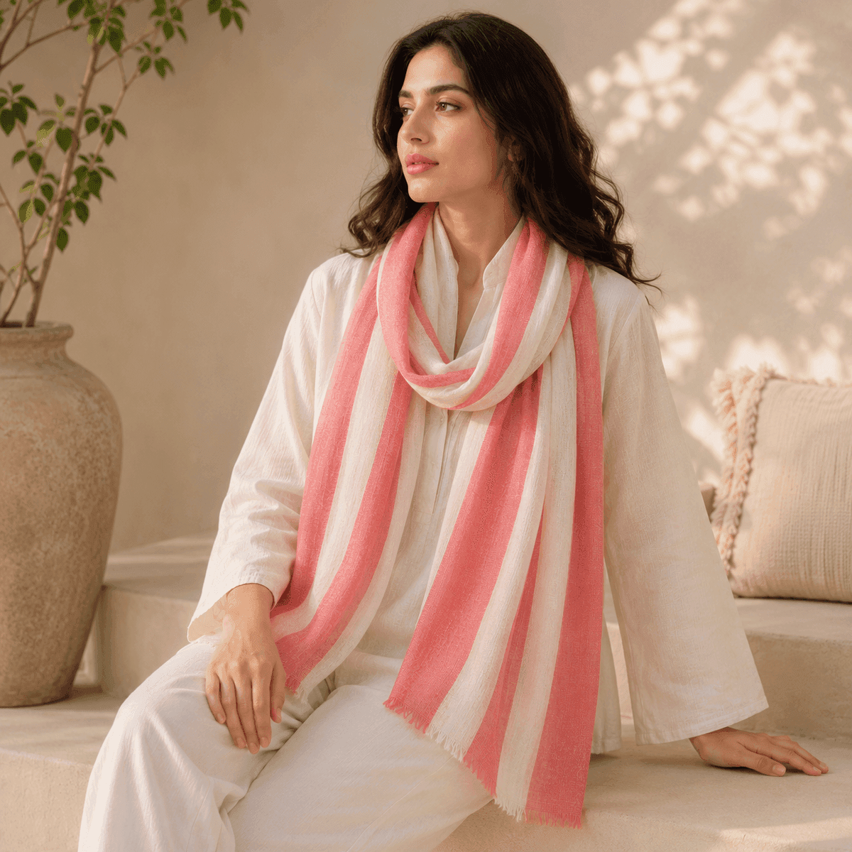 Coral Coast Linen Scarf