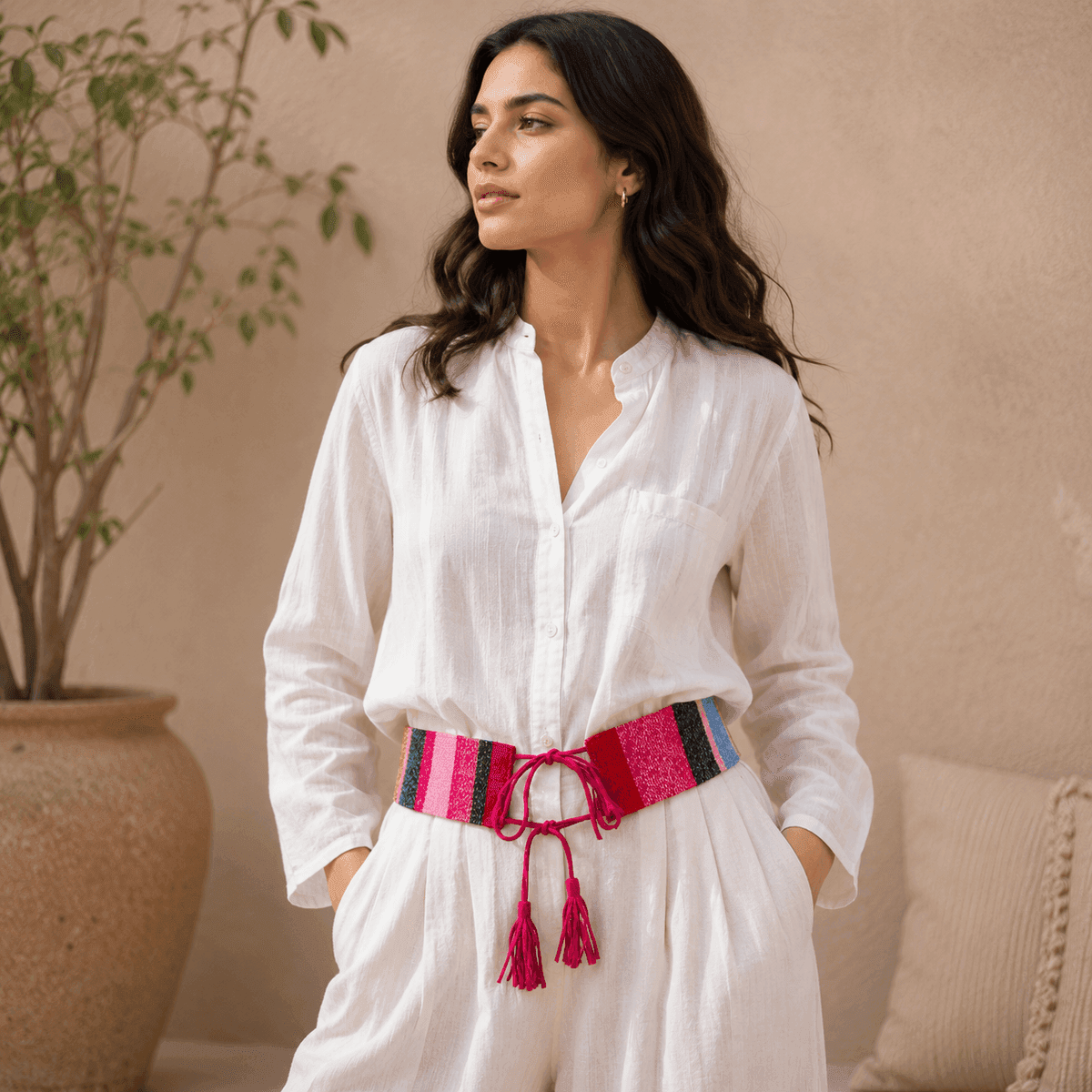 Fiesta Stripe Leather Belt